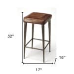 32 Inch Brown and Gray Wood and Iron Bar Stool
