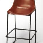 28 Inch Brown and Black Wood and Iron Bar Stool