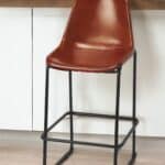 28 Inch Brown and Black Wood and Iron Bar Stool
