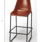 28 Inch Brown and Black Wood and Iron Bar Stool
