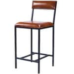 27-Inch Brown and Black Wood and Iron Bar Stool