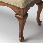 Traditional Olive Brown Bench with Cream Tufted Upholstered Seat 9 Traditional Olive Brown Bench with Cream Tufted Upholstered Seat