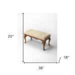 Traditional Olive Brown Bench with Cream Tufted Upholstered Seat 10 Traditional Olive Brown Bench with Cream Tufted Upholstered Seat