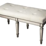 42" Silver Upholstered Cotton Entryway Bench with Transitional Style