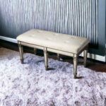 42" Silver Upholstered Cotton Entryway Bench with Transitional Style