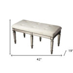 42" Silver Upholstered Cotton Entryway Bench with Transitional Style