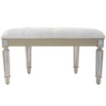 Mirrored Crescent Bench with Tufted Upholstery and Antiqued Accents 13 Mirrored Crescent Bench with Tufted Upholstery and Antiqued Accents