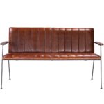 53" Brown and Black Distressed Faux Leather Upholstered Bench 10 53" Brown and Black Distressed Faux Leather Upholstered Bench