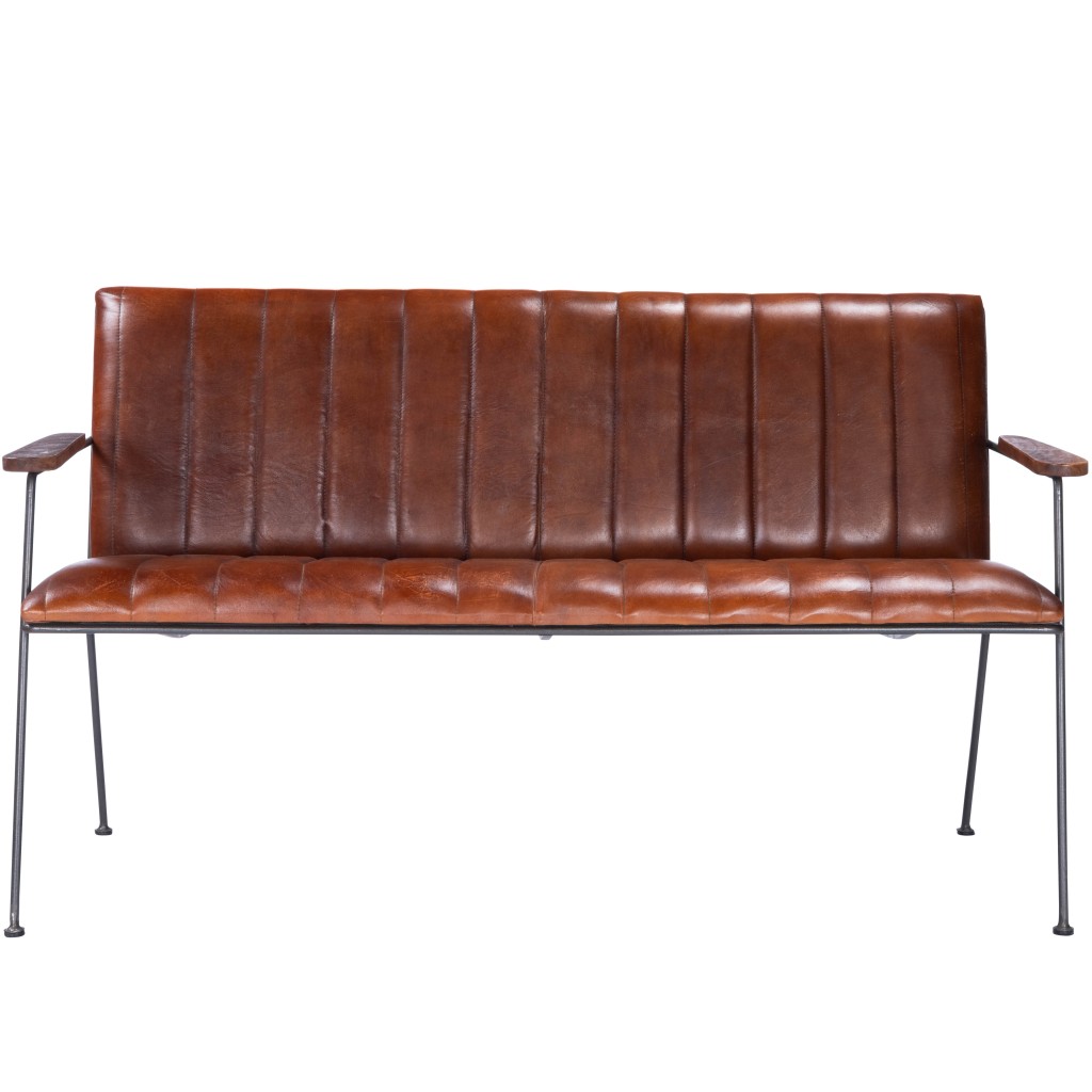 53" Brown and Black Distressed Faux Leather Upholstered Bench 1 53" Brown and Black Distressed Faux Leather Upholstered Bench