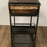 Rustic Black and Natural Wood Rolling Bar Cart