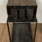 Rustic Black and Natural Wood Rolling Bar Cart