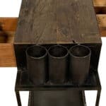Rustic Black and Natural Wood Rolling Bar Cart