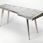 Silver Metal Writing Desk with Aluminum Base and Modern Design 15 Silver Metal Writing Desk with Aluminum Base and Modern Design