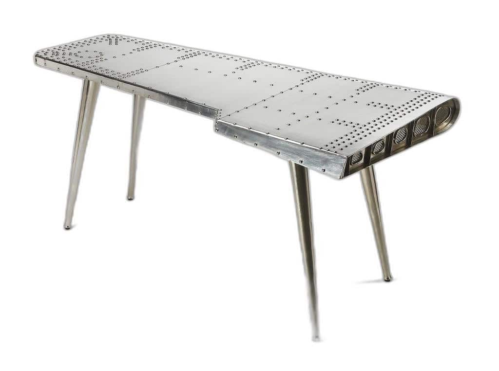 Silver Metal Writing Desk with Aluminum Base and Modern Design 1 Silver Metal Writing Desk with Aluminum Base and Modern Design