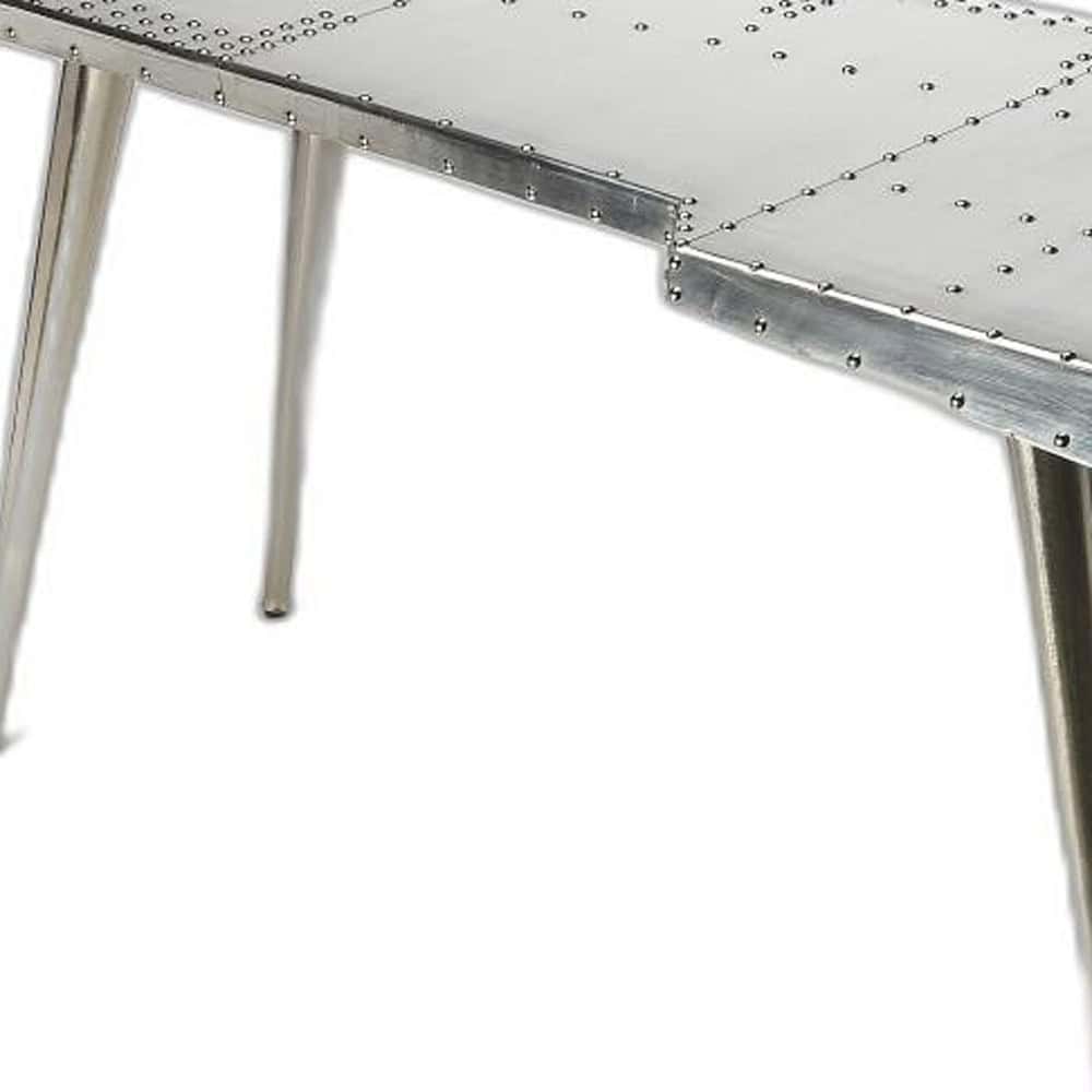 Silver Metal Writing Desk with Aluminum Base and Modern Design 4 Silver Metal Writing Desk with Aluminum Base and Modern Design - Image 4