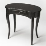 32 Inch Black Solid Wood Kidney Writing Desk With Drawer 7 32 Inch Black Solid Wood Kidney Writing Desk With Drawer