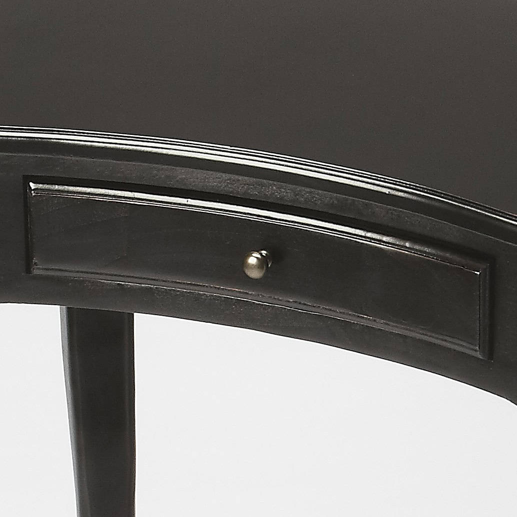 32 Inch Black Solid Wood Kidney Writing Desk With Drawer 4 32 Inch Black Solid Wood Kidney Writing Desk With Drawer - Image 4