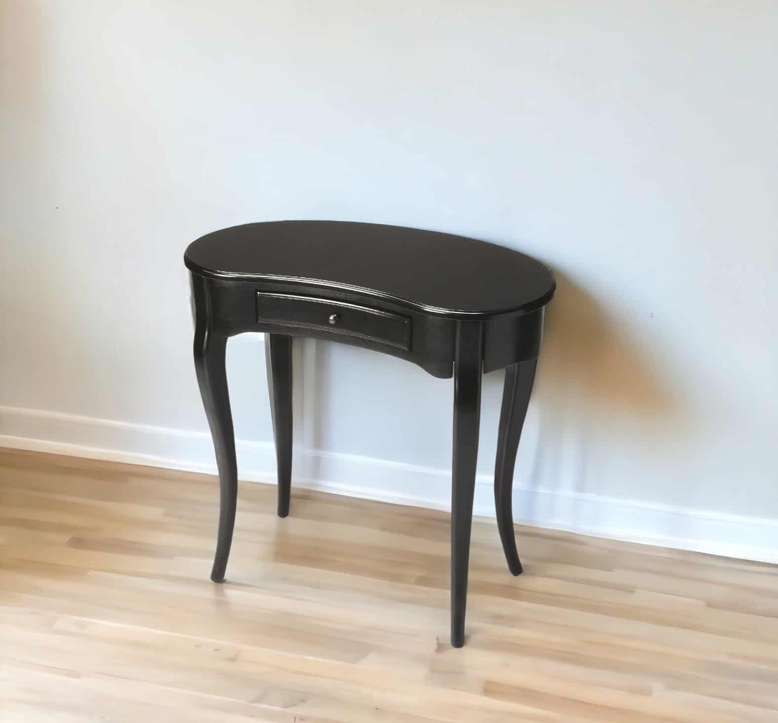 32 Inch Black Solid Wood Kidney Writing Desk With Drawer 1 32 Inch Black Solid Wood Kidney Writing Desk With Drawer