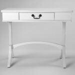 White Acacia Pinewood Writing Desk with Drawer and Brass Handle 14 White Acacia Pinewood Writing Desk with Drawer and Brass Handle