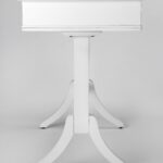 White Acacia Pinewood Writing Desk with Drawer and Brass Handle 15 White Acacia Pinewood Writing Desk with Drawer and Brass Handle