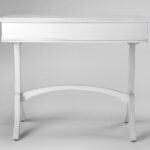 White Acacia Pinewood Writing Desk with Drawer and Brass Handle 16 White Acacia Pinewood Writing Desk with Drawer and Brass Handle
