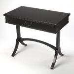 Acacia Pinewood Black Writing Desk With Drawer and Brass Handle 10 Acacia Pinewood Black Writing Desk With Drawer and Brass Handle