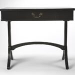 Acacia Pinewood Black Writing Desk With Drawer and Brass Handle 11 Acacia Pinewood Black Writing Desk With Drawer and Brass Handle