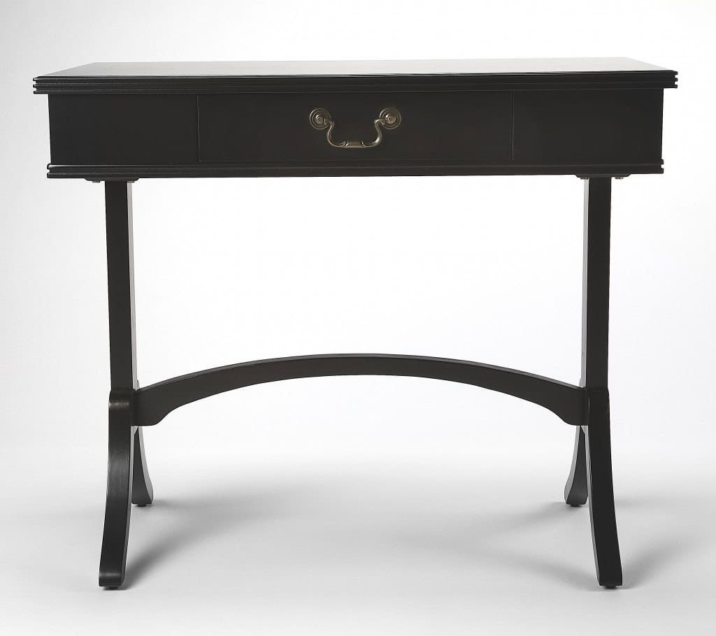 Acacia Pinewood Black Writing Desk With Drawer and Brass Handle 2 Acacia Pinewood Black Writing Desk With Drawer and Brass Handle - Image 2