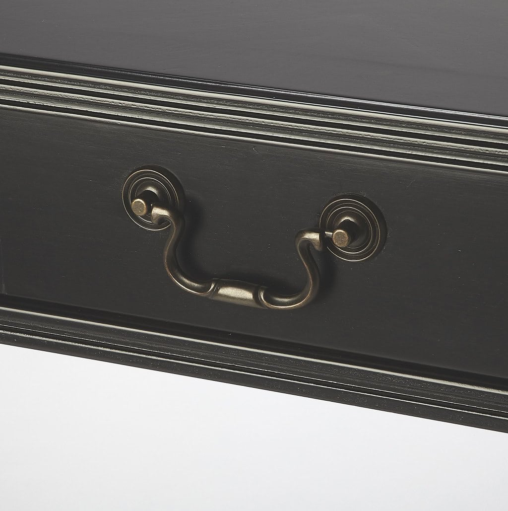 Acacia Pinewood Black Writing Desk With Drawer and Brass Handle 6 Acacia Pinewood Black Writing Desk With Drawer and Brass Handle - Image 6