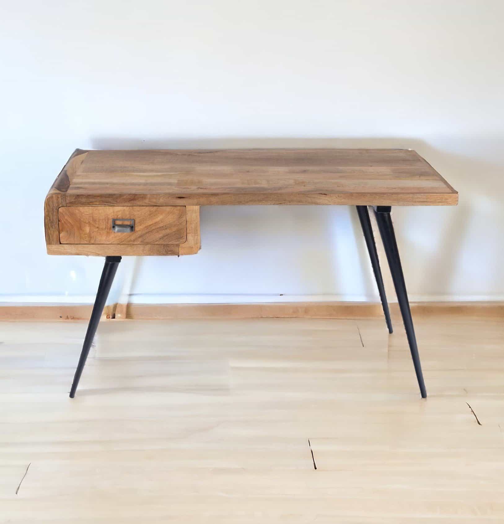 Rustic Brown and Black Mango Wood Writing Desk 54 Inch 1 Rustic Brown and Black Mango Wood Writing Desk 54 Inch