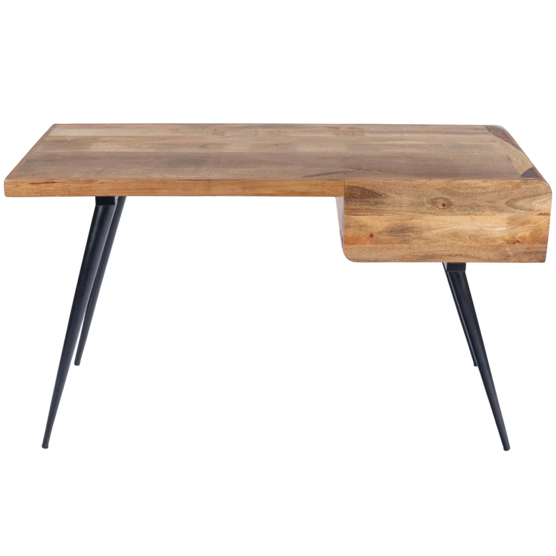 Rustic Brown and Black Mango Wood Writing Desk 54 Inch 3 Rustic Brown and Black Mango Wood Writing Desk 54 Inch - Image 3