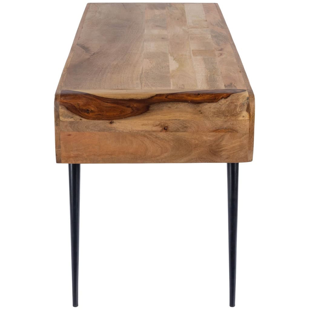 Rustic Brown and Black Mango Wood Writing Desk 54 Inch 6 Rustic Brown and Black Mango Wood Writing Desk 54 Inch - Image 6