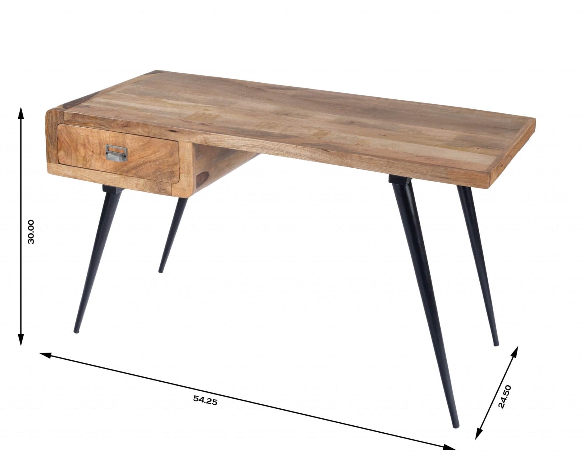 Rustic Brown and Black Mango Wood Writing Desk 54 Inch 8 Rustic Brown and Black Mango Wood Writing Desk 54 Inch - Image 8