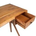 Brown Acacia Wood Writing Desk with Drawer Storage 16 Brown Acacia Wood Writing Desk with Drawer Storage