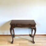Brown Rubberwood Writing Desk with Drawer for Home Office