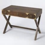 Dark Brown Mango Wood Writing Desk With Three Drawers 5 Dark Brown Mango Wood Writing Desk With Three Drawers