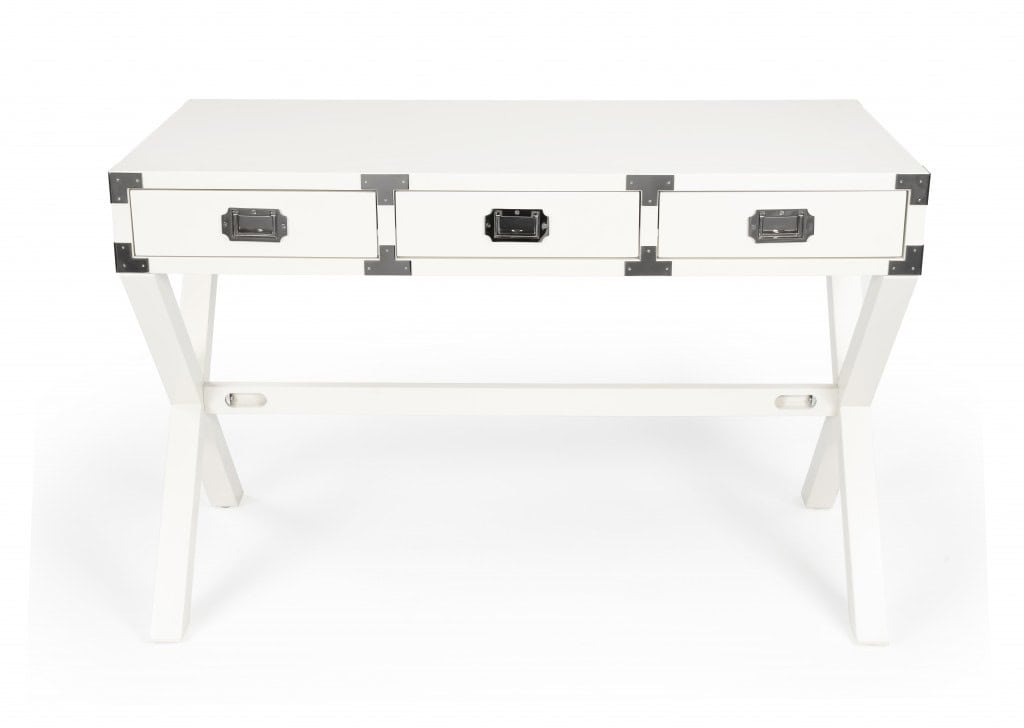 White Solid Wood Writing Desk with Three Drawers 46 Inch 1 White Solid Wood Writing Desk with Three Drawers 46 Inch
