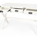 White Solid Wood Writing Desk with Three Drawers 46 Inch 11 White Solid Wood Writing Desk with Three Drawers 46 Inch
