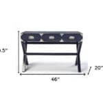 Blue Rubberwood Writing Desk with Three Drawers and Storage 6 Blue Rubberwood Writing Desk with Three Drawers and Storage