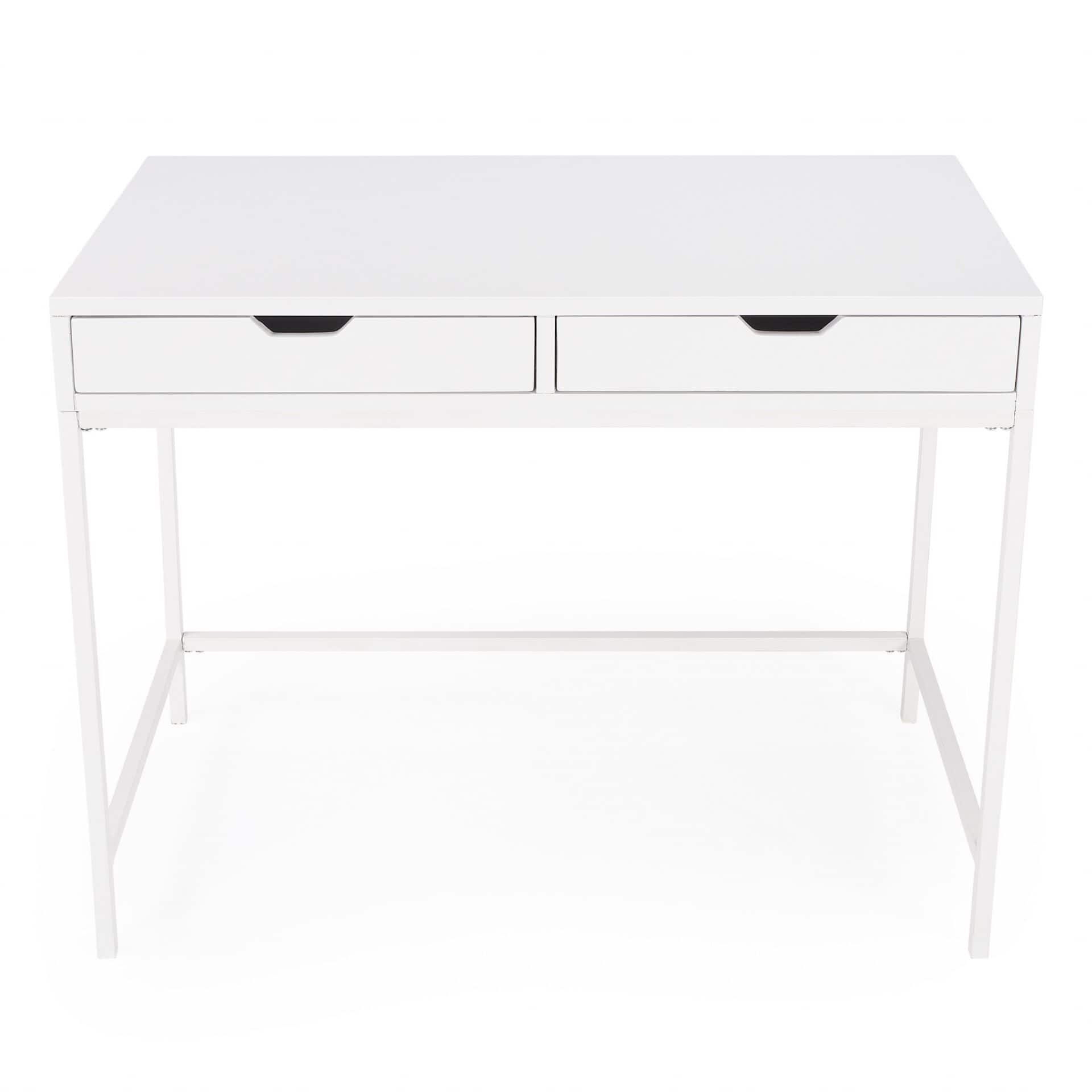 White Solid Wood Writing Desk with Two Drawers 3 White Solid Wood Writing Desk with Two Drawers - Image 3