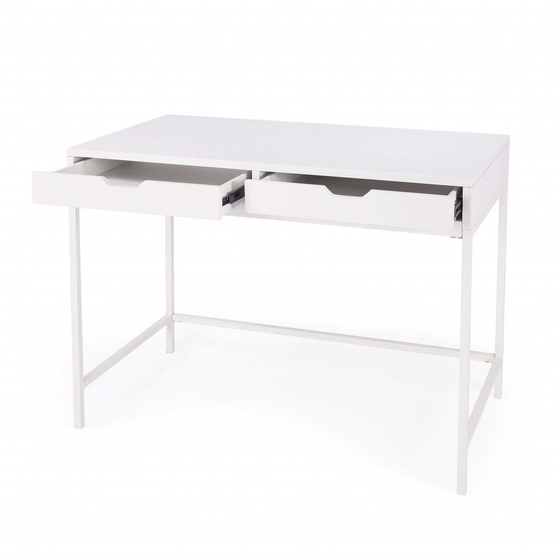 White Solid Wood Writing Desk with Two Drawers 4 White Solid Wood Writing Desk with Two Drawers - Image 4