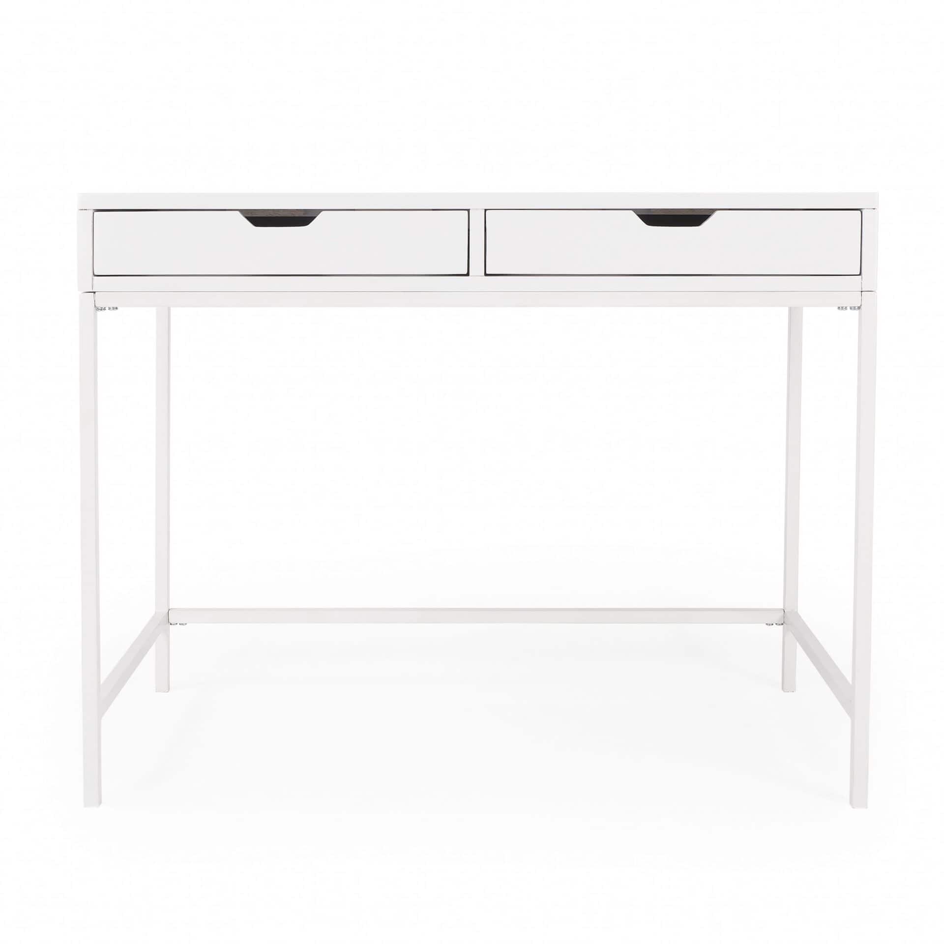 White Solid Wood Writing Desk with Two Drawers 5 White Solid Wood Writing Desk with Two Drawers - Image 5