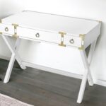 White Mango Wood Writing Desk with Three Drawers for Offices 4 White Mango Wood Writing Desk with Three Drawers for Offices