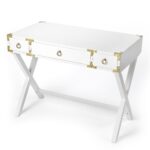 White Mango Wood Writing Desk with Three Drawers for Offices 5 White Mango Wood Writing Desk with Three Drawers for Offices