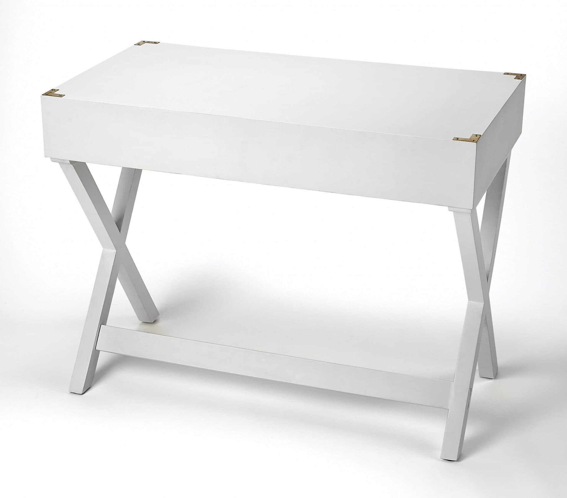 White Mango Wood Writing Desk with Three Drawers for Offices 3 White Mango Wood Writing Desk with Three Drawers for Offices - Image 3
