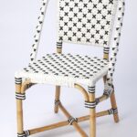 White And Brown Faux Rattan Indoor/Outdoor Dining Chair