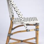 White And Brown Faux Rattan Indoor/Outdoor Dining Chair