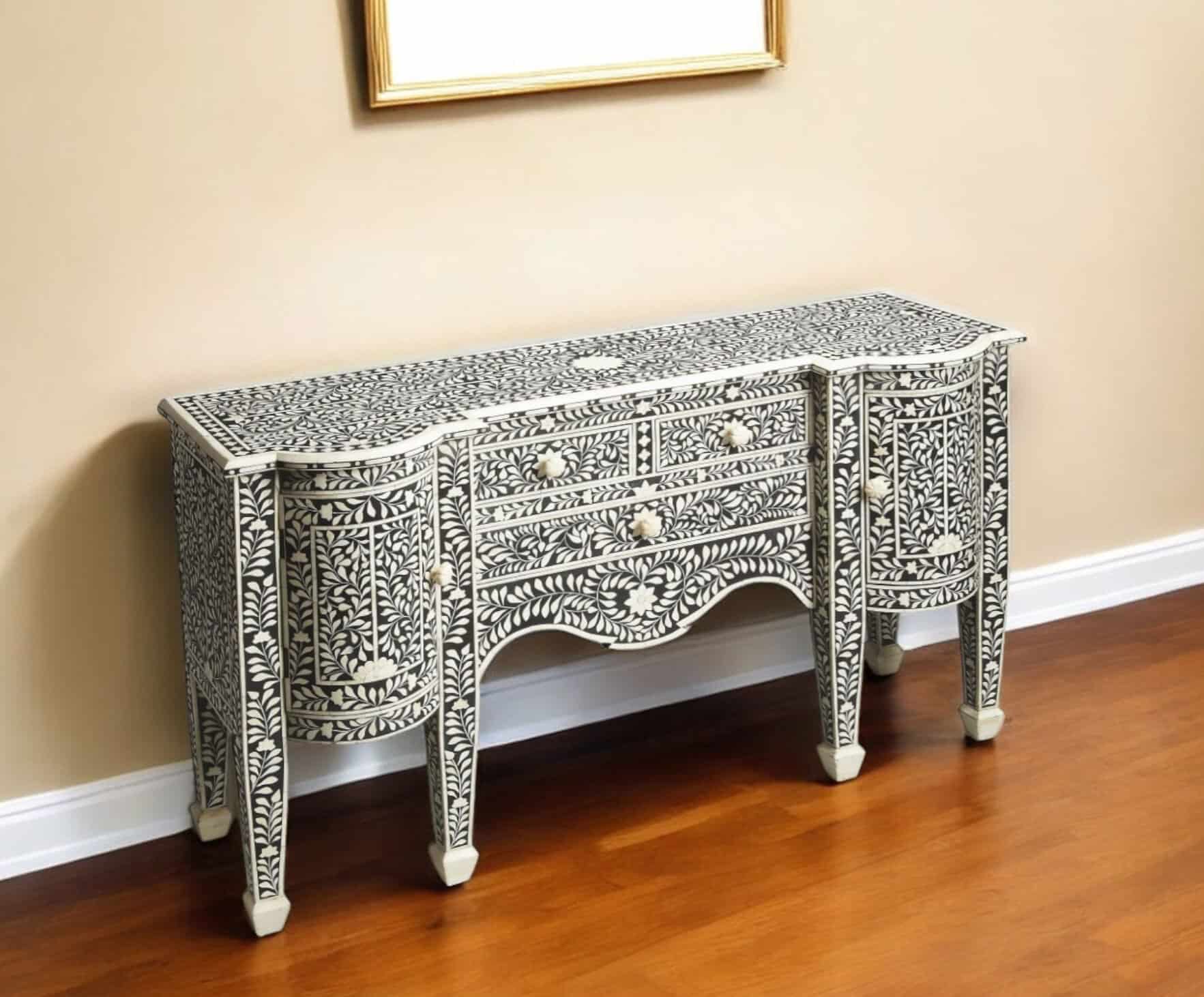 Black Wood Sideboard with Three Drawers and Two Doors 1 Black Wood Sideboard with Three Drawers and Two Doors