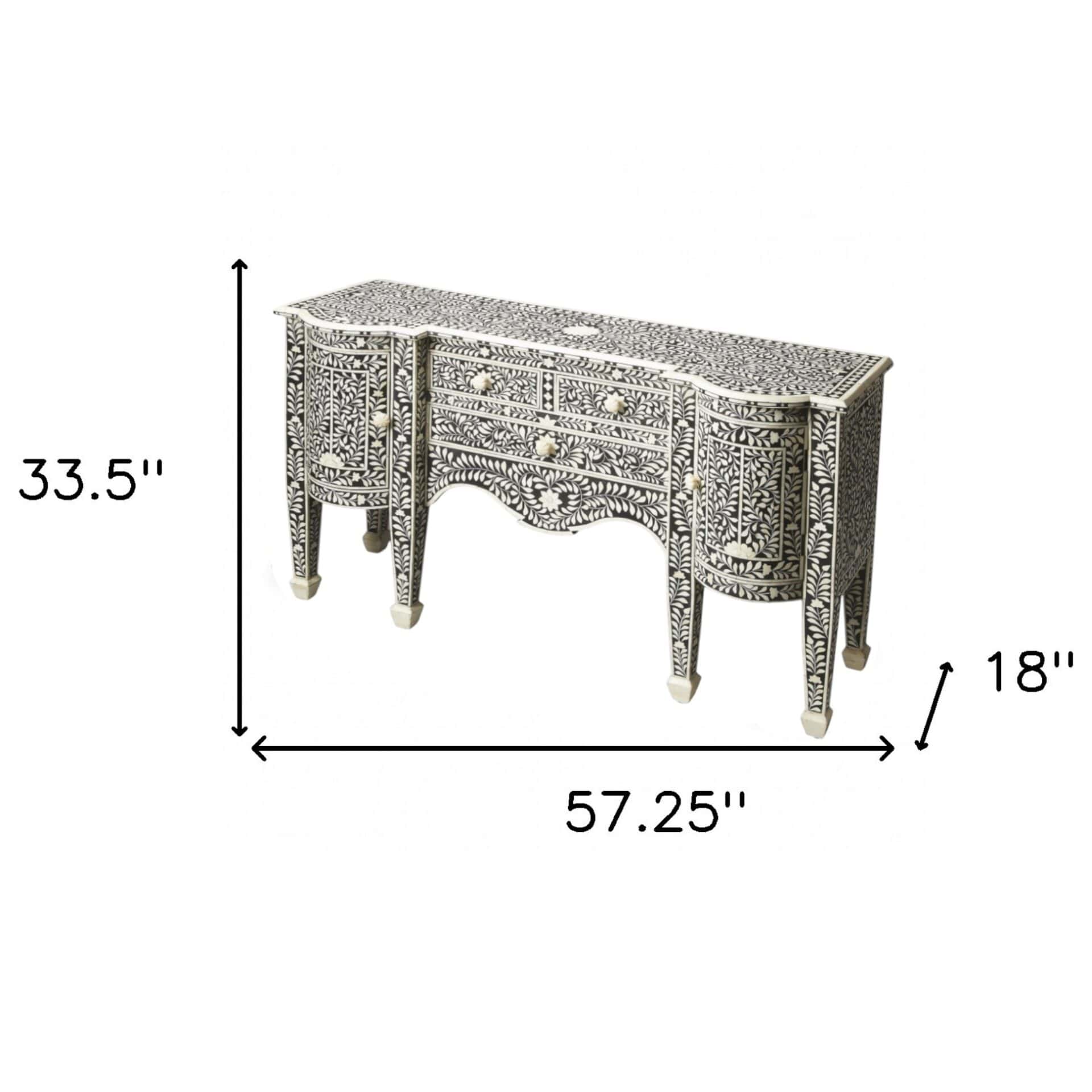 Black Wood Sideboard with Three Drawers and Two Doors 6 Black Wood Sideboard with Three Drawers and Two Doors - Image 6