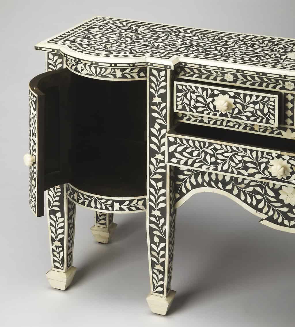 Black Wood Sideboard with Three Drawers and Two Doors 7 Black Wood Sideboard with Three Drawers and Two Doors - Image 7